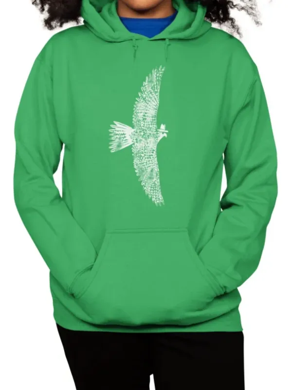 Pocketed Bird Print Hoodie