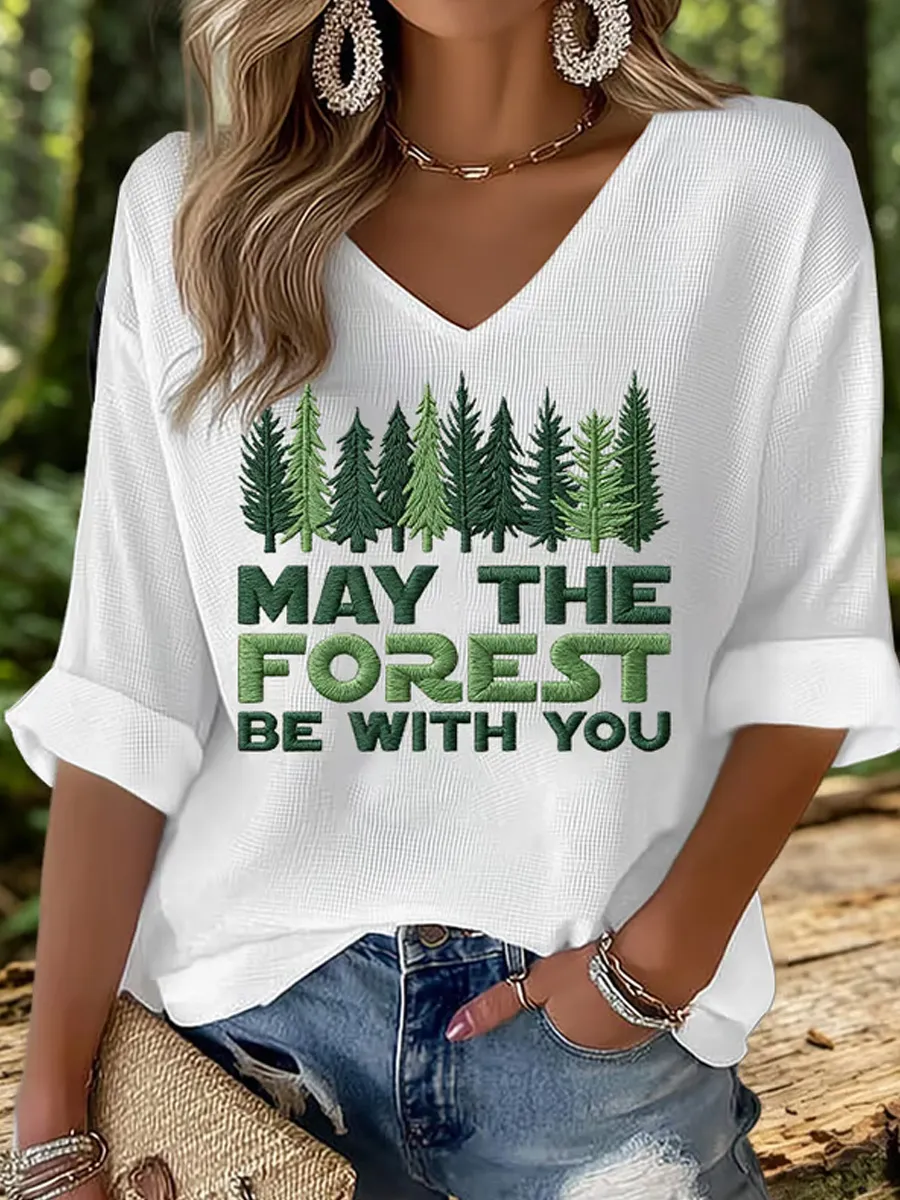 Women's May The Forest Be With You Print Top