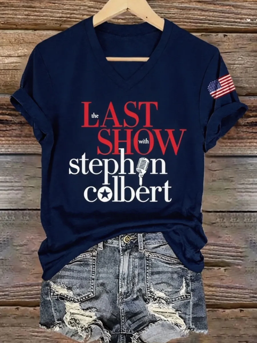Women's Last Show Print V Neck T-Shirt