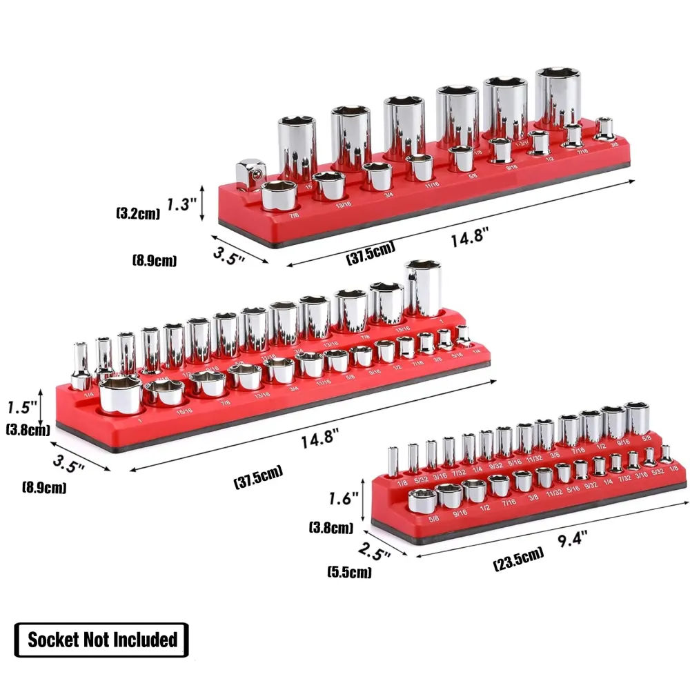 3 Pcs Magnetic Socket Organizer Set