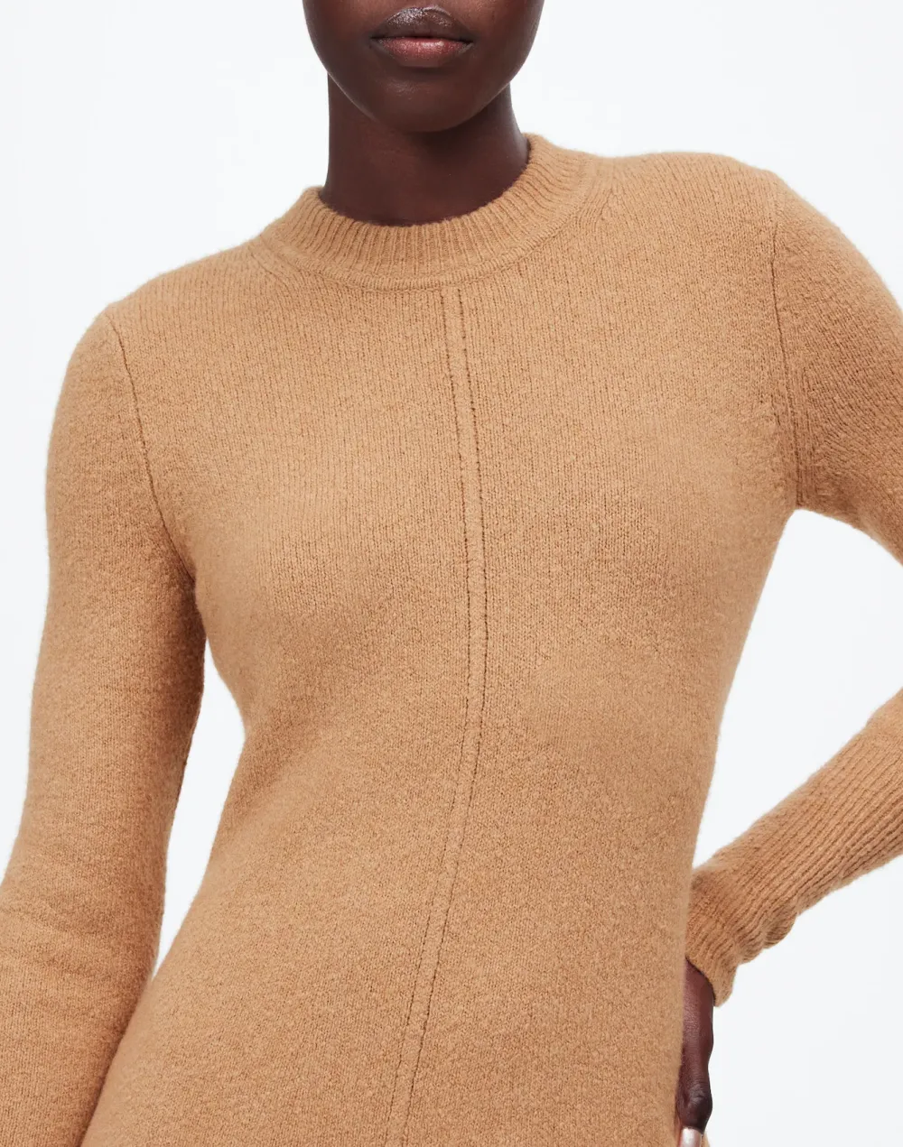 Elegant Crew Neck Sweater Mini Dresses