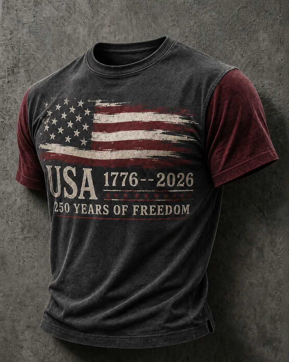 Men'S Casual American 250Th Anniversary Printed Round Neck Short Sleeved T-Shirt