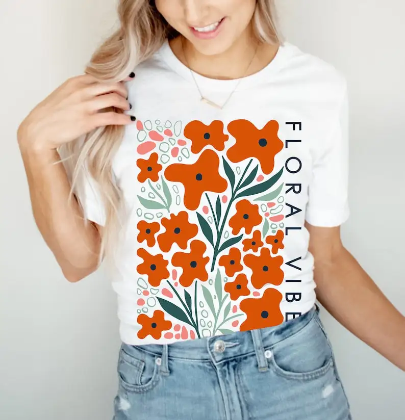 Bright Floral Vibes Print T-shirt