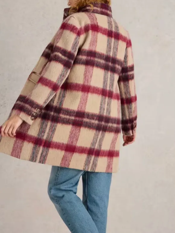 Check Coat In Pink Multi