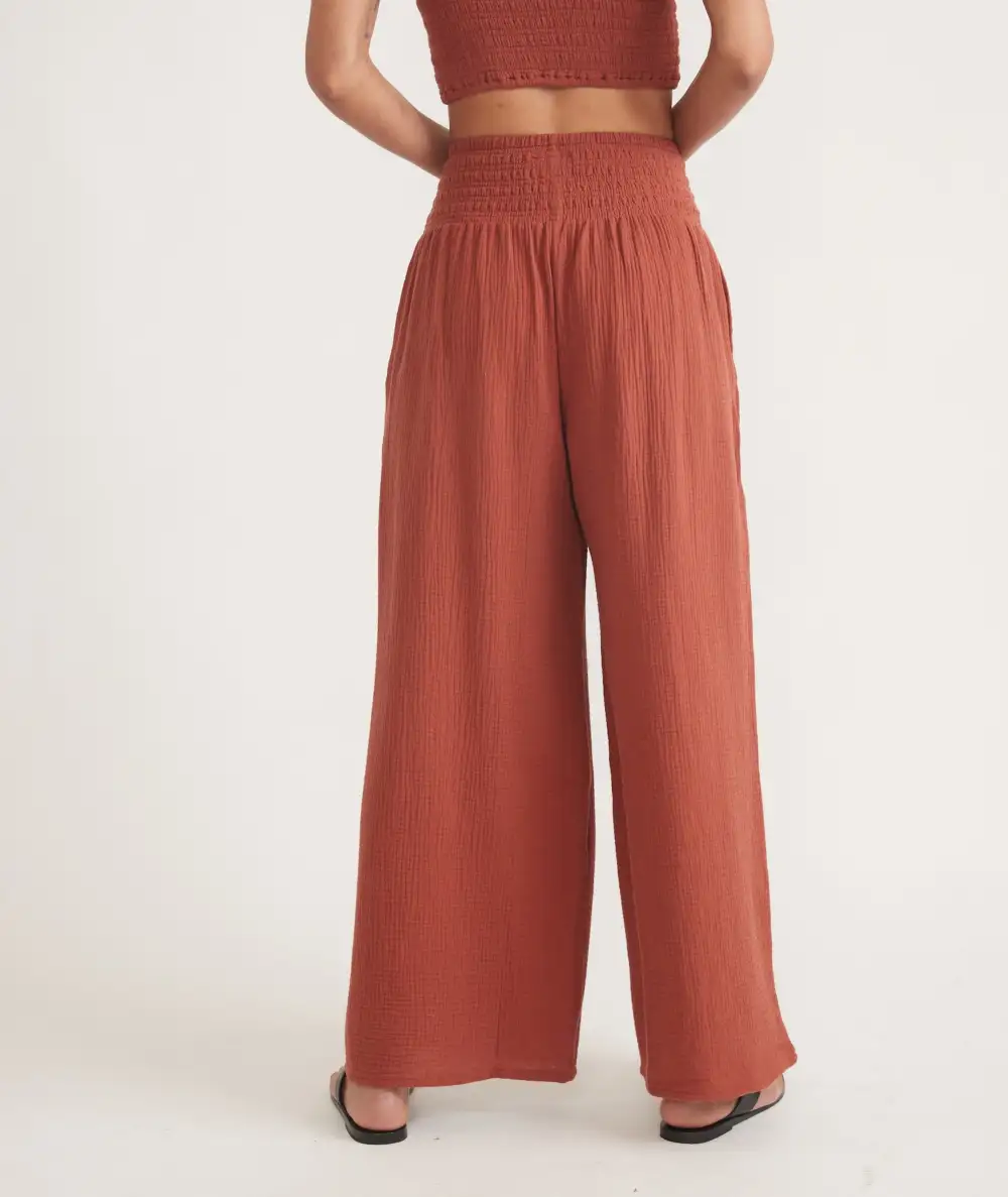 Rust-Colored Wide-Leg Palazzo Trousers