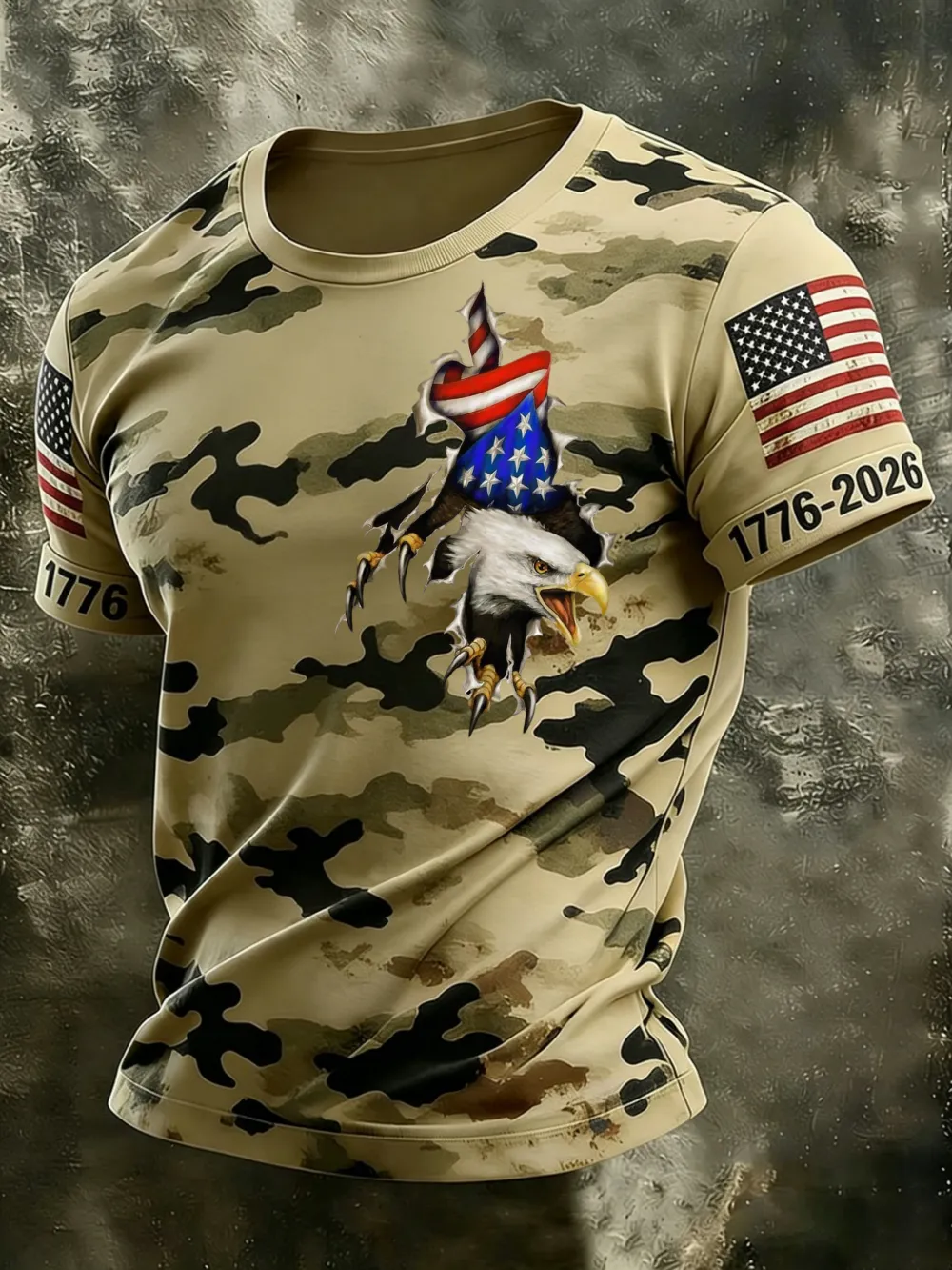 Men's casual patriotic camouflage T-shirt