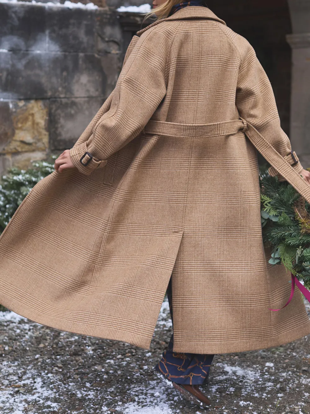 Brown Longline Wool Blend Coat