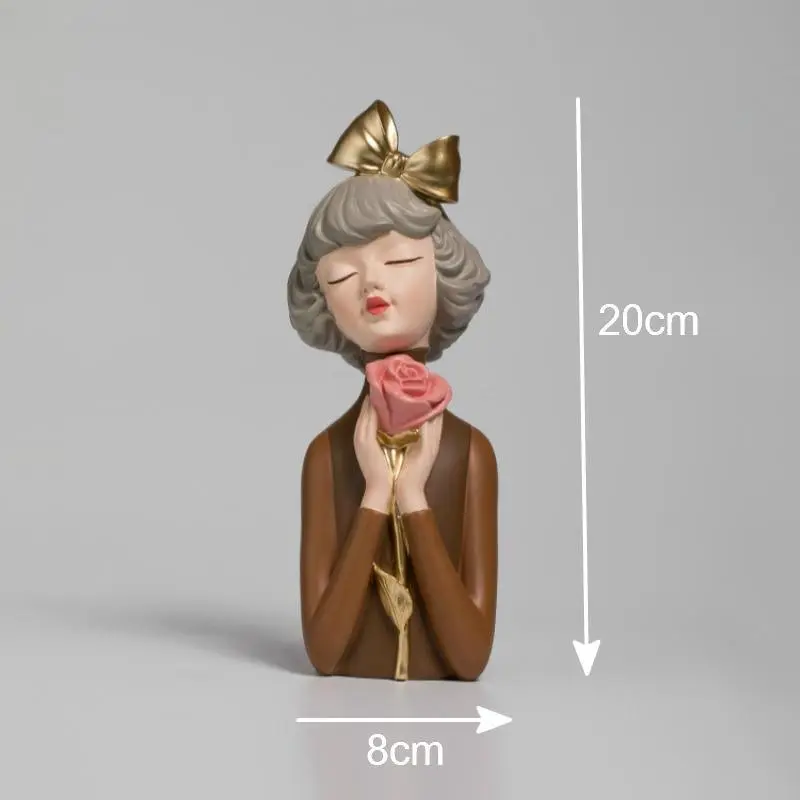 Bow Girl With Rose Sculpture