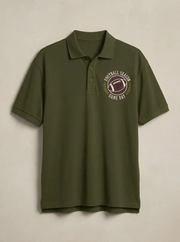 Men's Football Season Game Day Emblem Printed Polo Shirt
