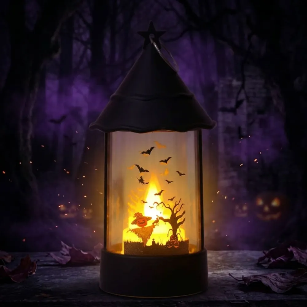 Halloween Handheld Castle Lantern Pendant Electronic Candle Lamp