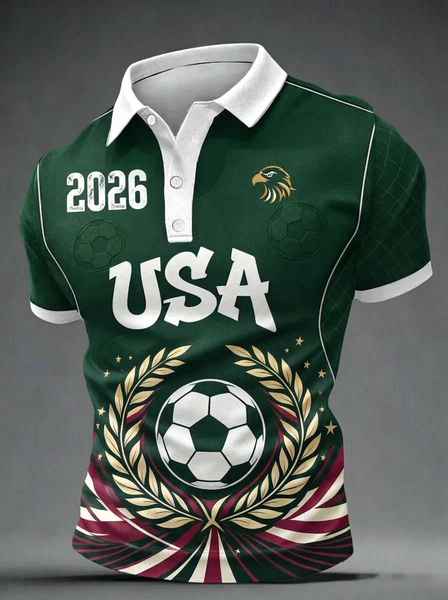 Men's USA 2026 Soccer Print Polo Shirt