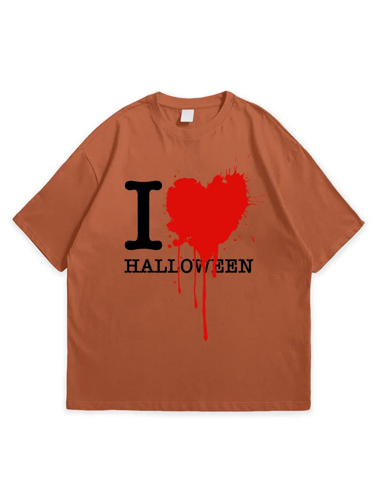 Men'S Halloween I Love HALLOWEEN Leisure Simple Round Neck Top Tshirt