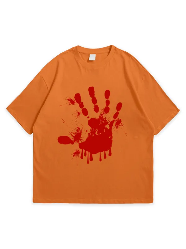 Men'S Halloween Artistic Abstract Palm Print  Simple Round Neck  T-Shirt