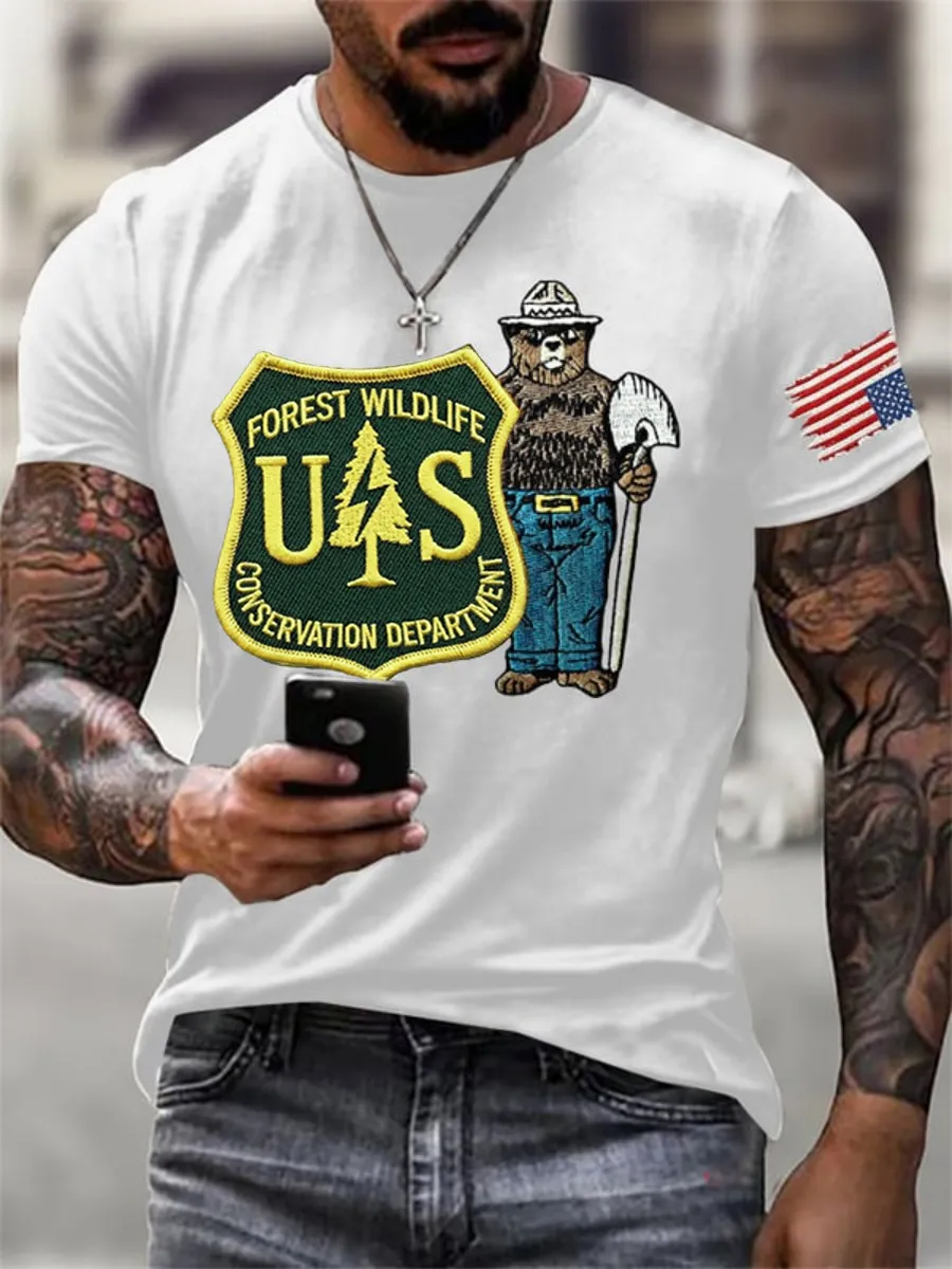 Men's Resist Bear Save The Forest Service Print T-Shirt