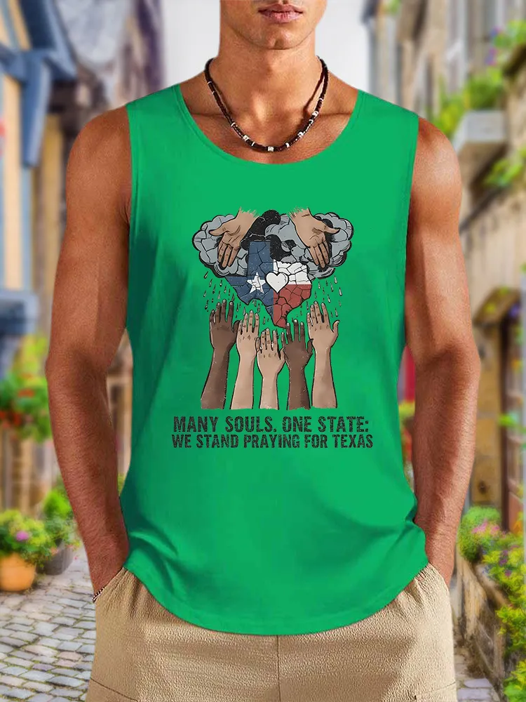 Men'S Simple Style WE STAND PRAYING FOR TEXAS Leisure Crew Neck Vest
