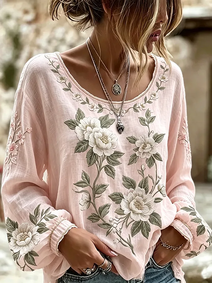 Women'S Floral Art Print  Top