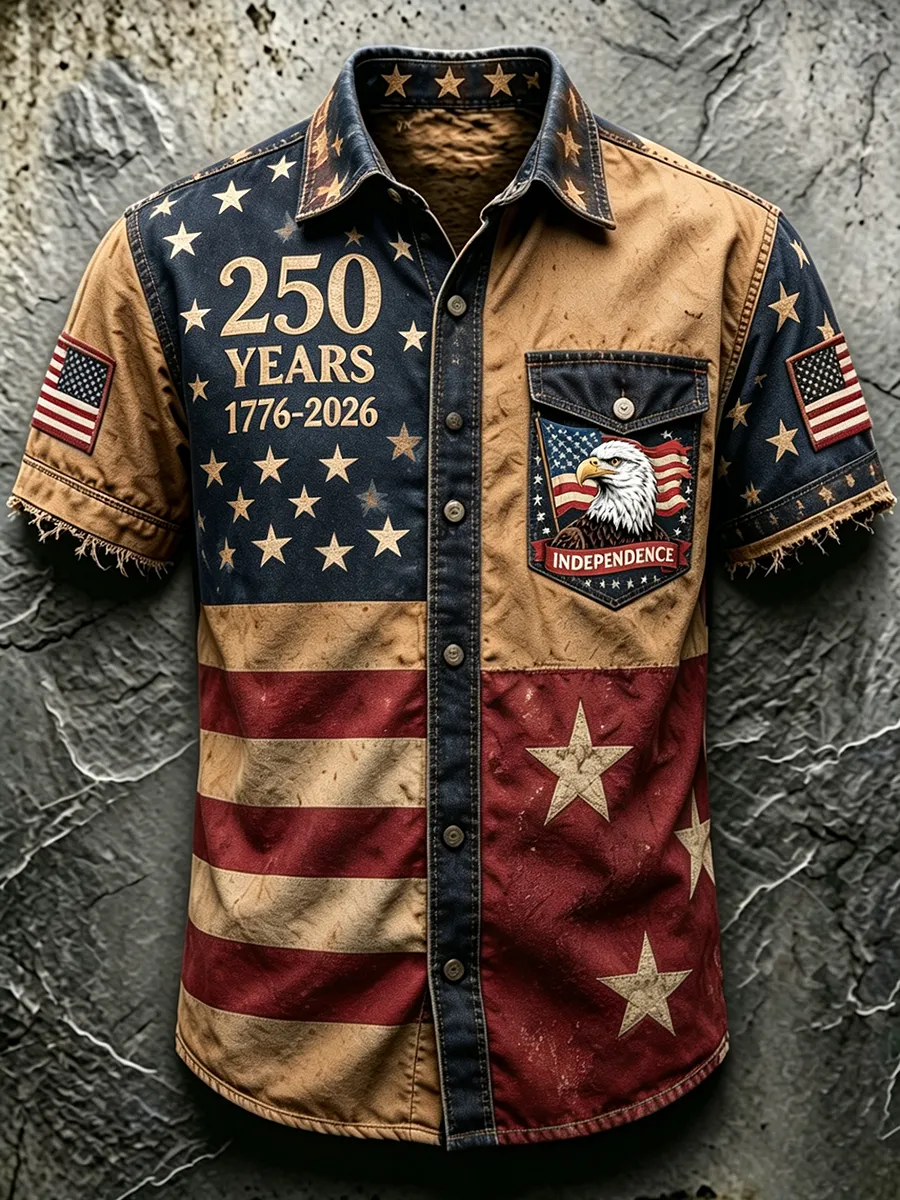 Men's 250th Independence Day Eagle Vintage Denim Shirt