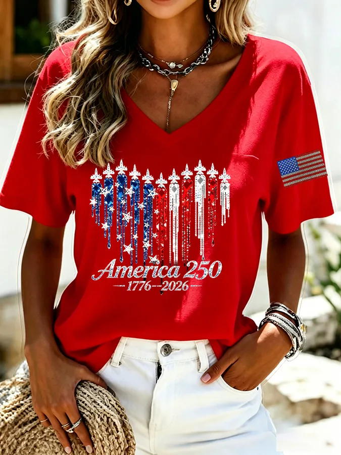 Women's Casual 250th Anniversary Independence Day Printed T-shirt