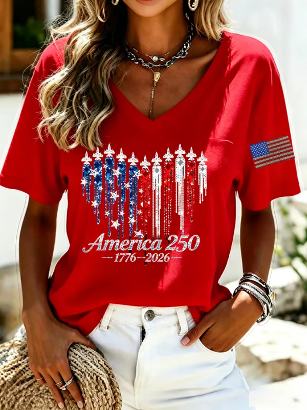 Women's Casual 250th Anniversary Independence Day Printed T-shirt
