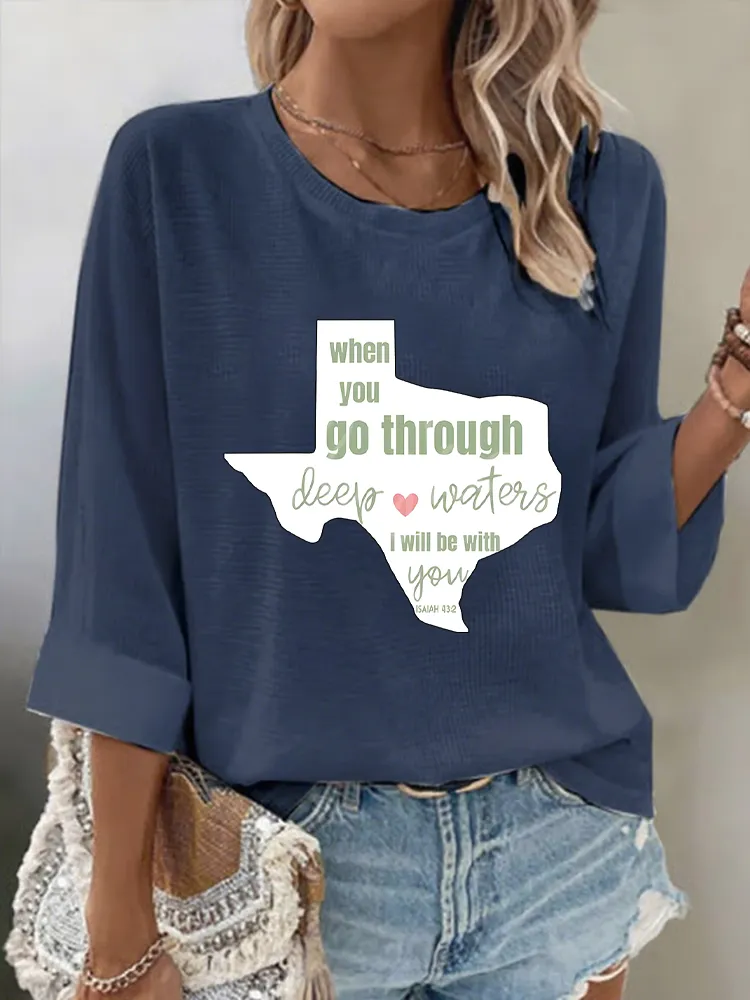 Women'S When You Go Through  Simple Loose Breathable Round Neck T-Shirt