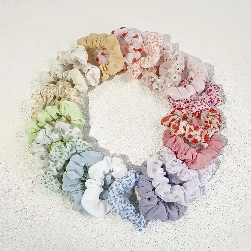 Cute Style Sweet Floral Print Hair Tie Set
