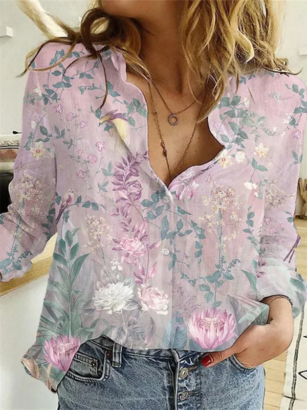Floral Pattern Long-Sleeve Shirt