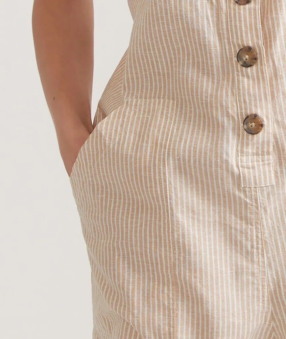 Button-Through Sleeveless Romper