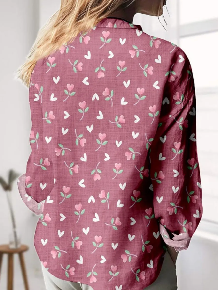 Heart Floral Print Shirt