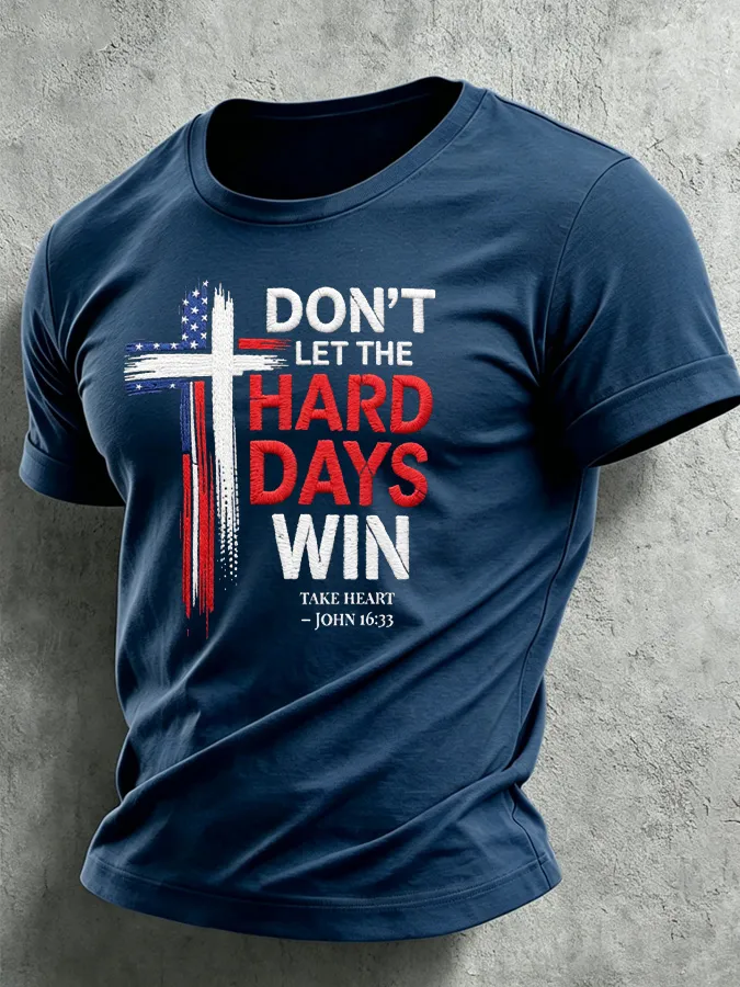 Men'S Casual Faith Cross Flag Print Commemorative T-Shirt