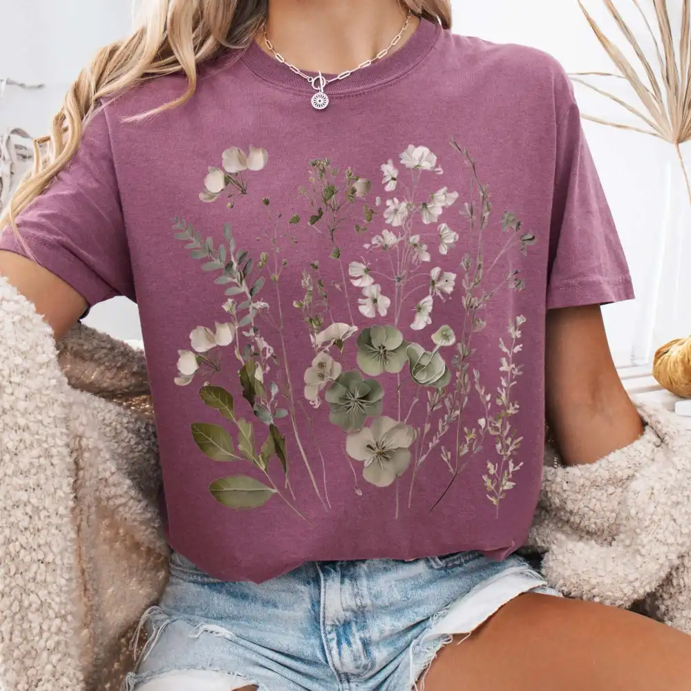 Sage And White Wildflower Shirt