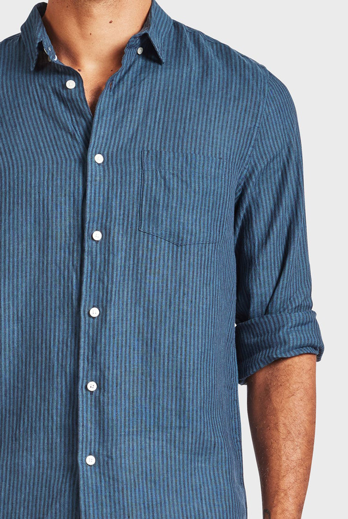 Rory Linen Shirt-Bluegrass/navy
