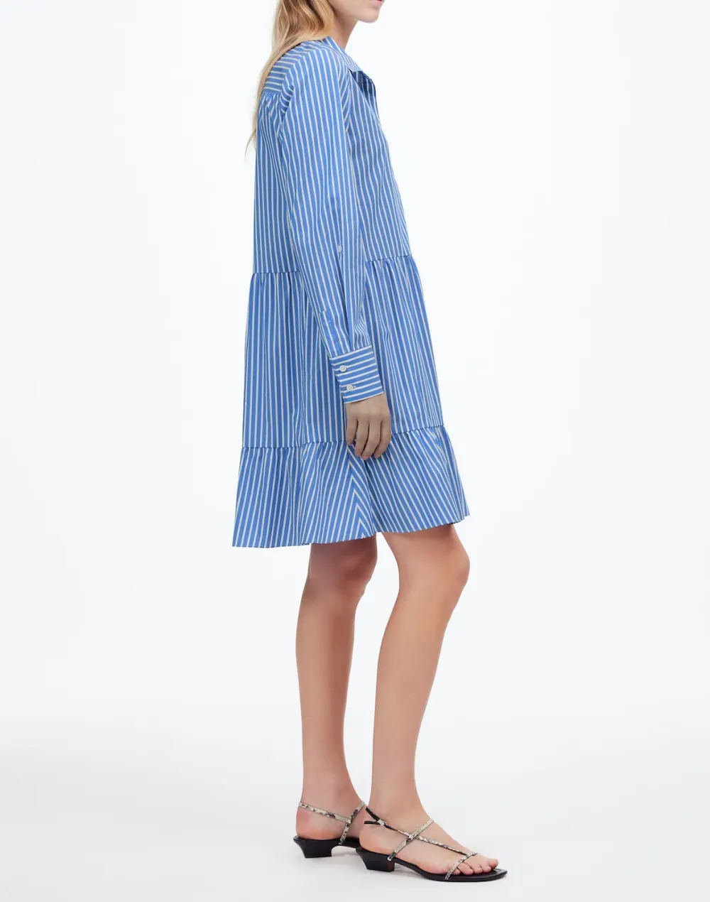 Blue And White Striped Midi Dresses