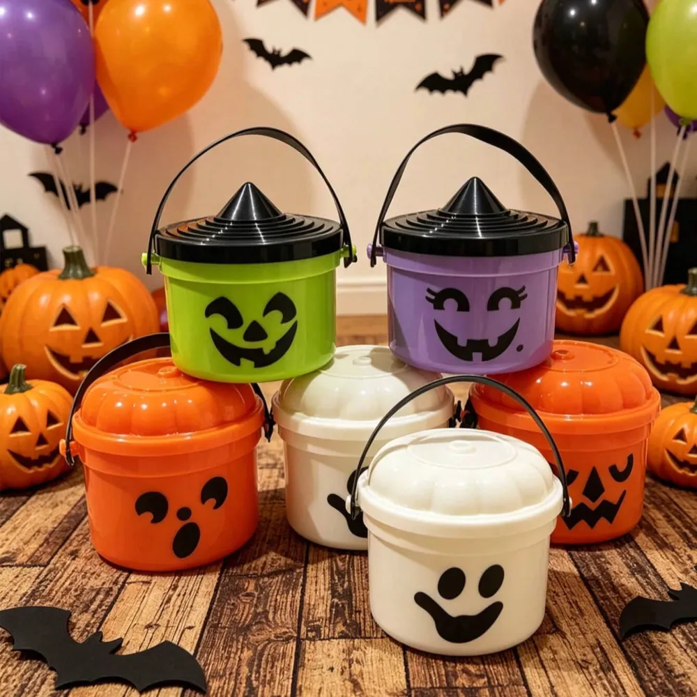 2pcs Halloween Pumpkin Mini Buckets Candy Party Decor