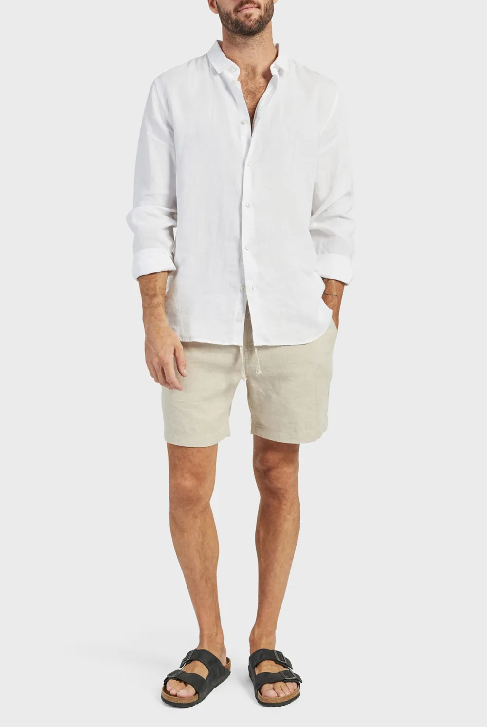 Plain Navy Linen Shirt
