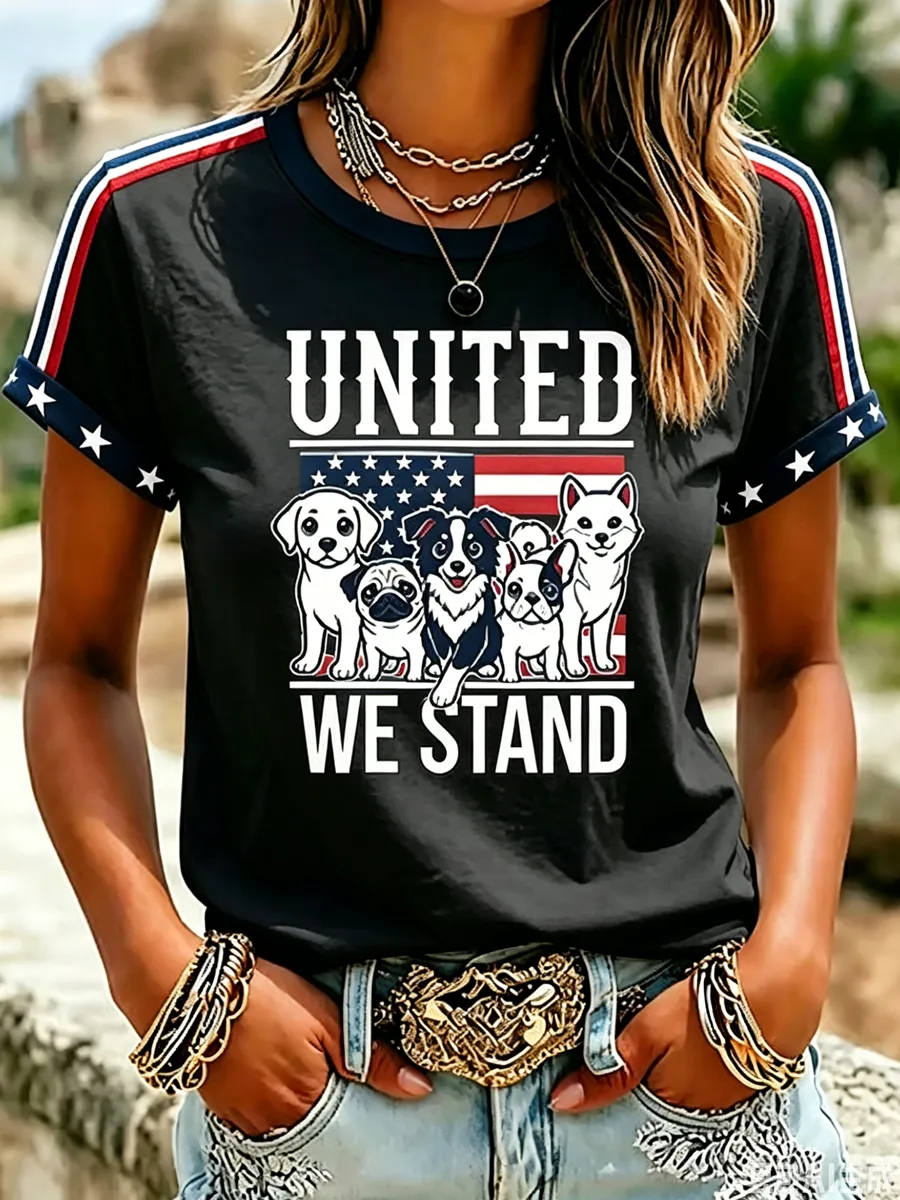 Women'S Proud American Dog 250Th Anniversary Patriotic Claw Print T-Shirt