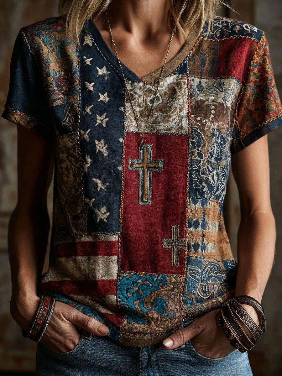 Women'S Casual Faith Print Short-Sleeve T-Shirt