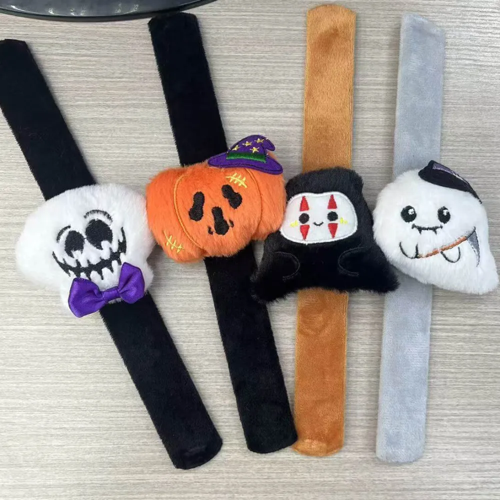 4 Pcs Halloween Plush Slap Bracelet