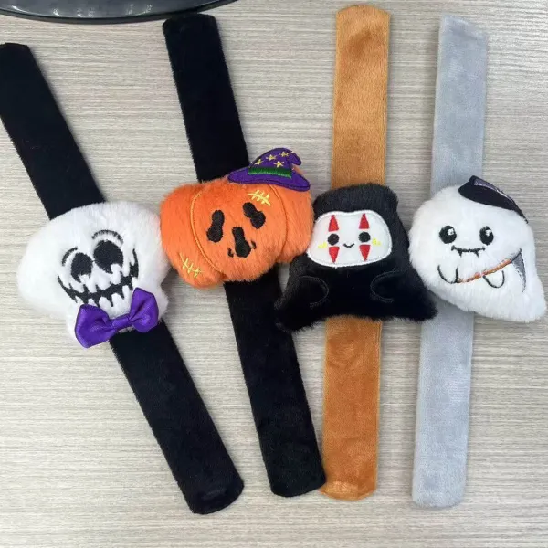 4 Pcs Halloween Plush Slap Bracelet