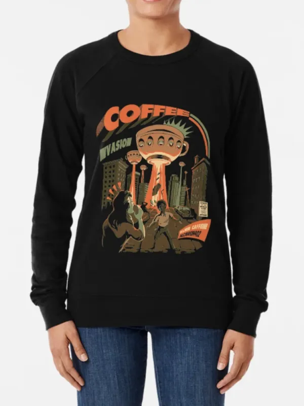 Sci-Fi Coffee Invasion Vintage Poster Sweatshirt