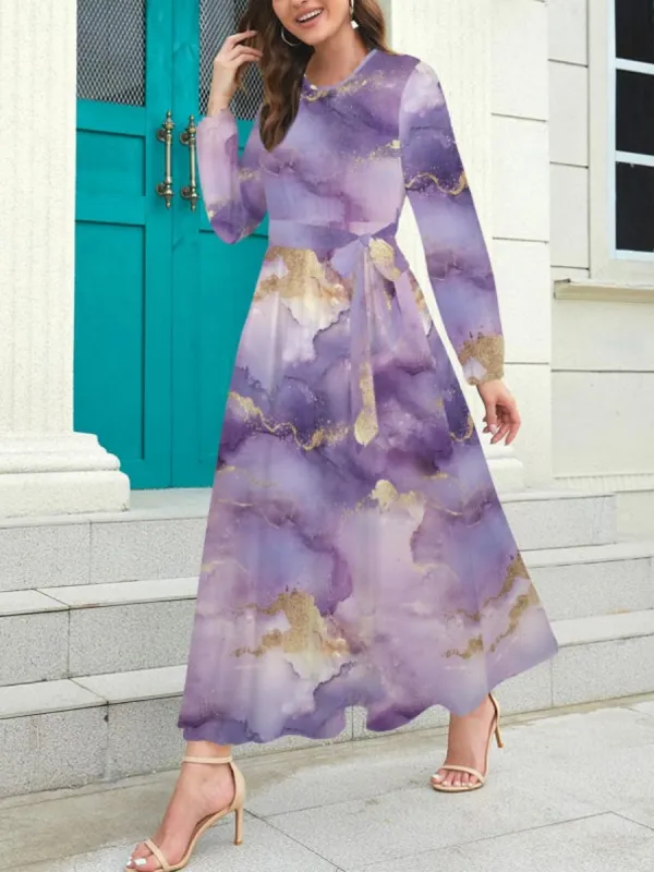 A-Line Marble Print Dress