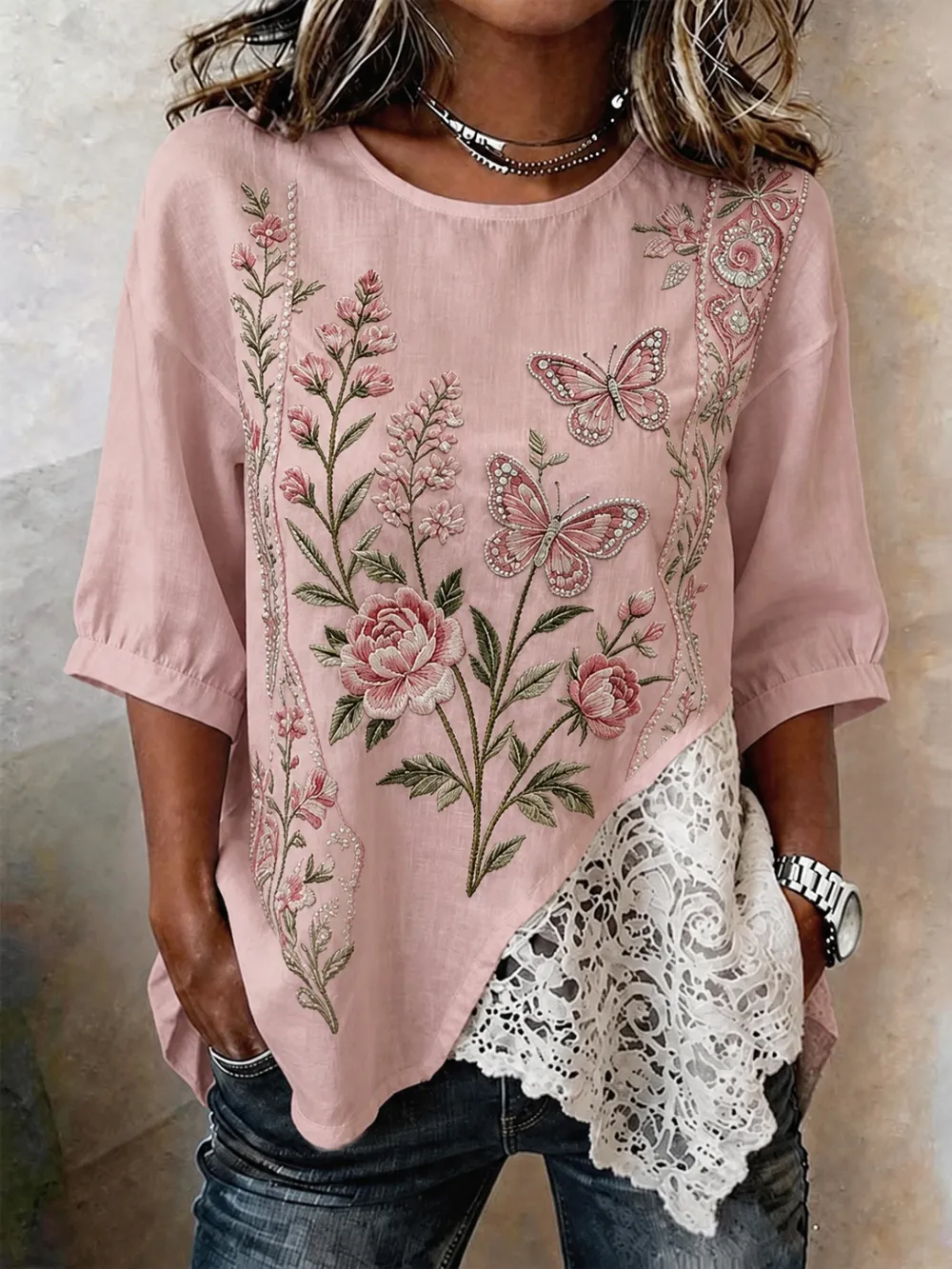 Women'S Floral Art Printed Casual Top