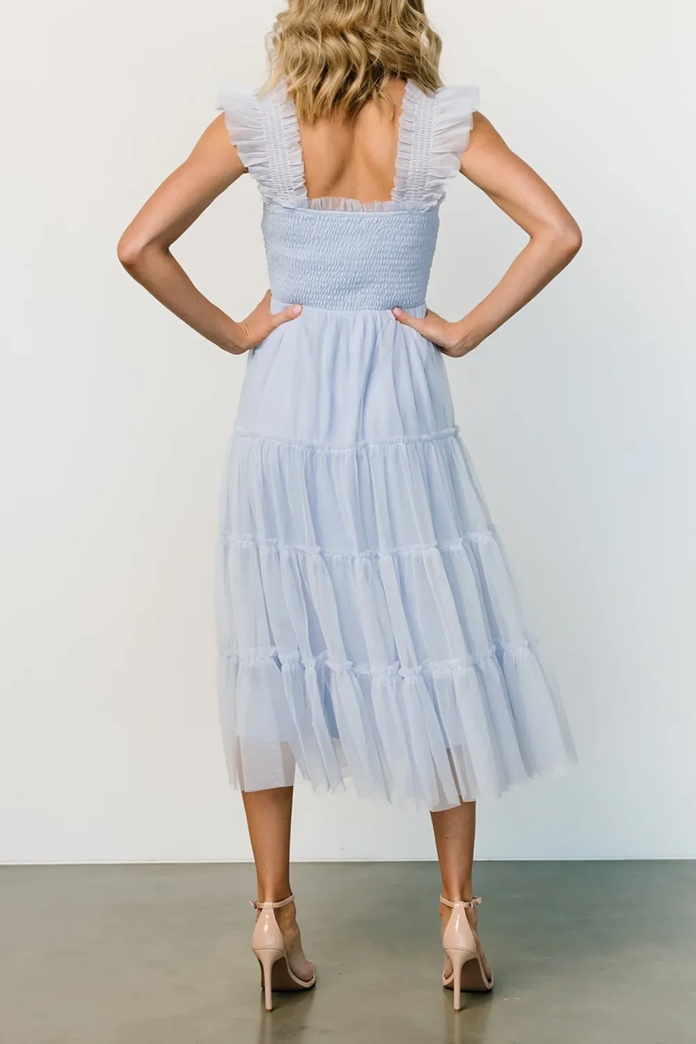 Versatile Fluttering Sleeves Sheer Dress