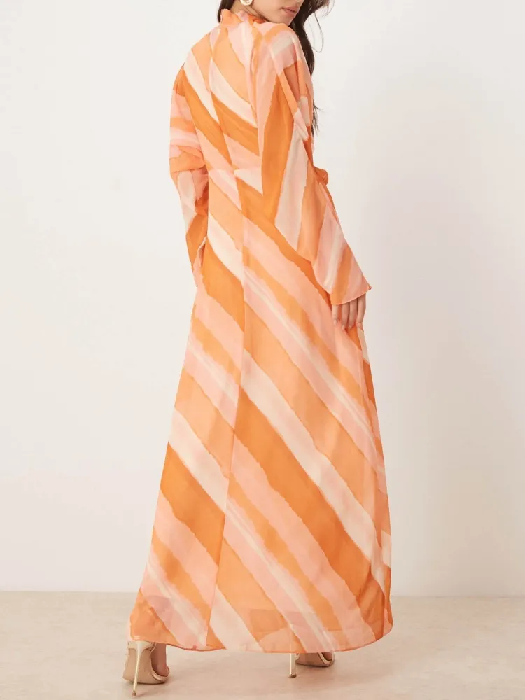 Stripe Design Turtleneck Dress