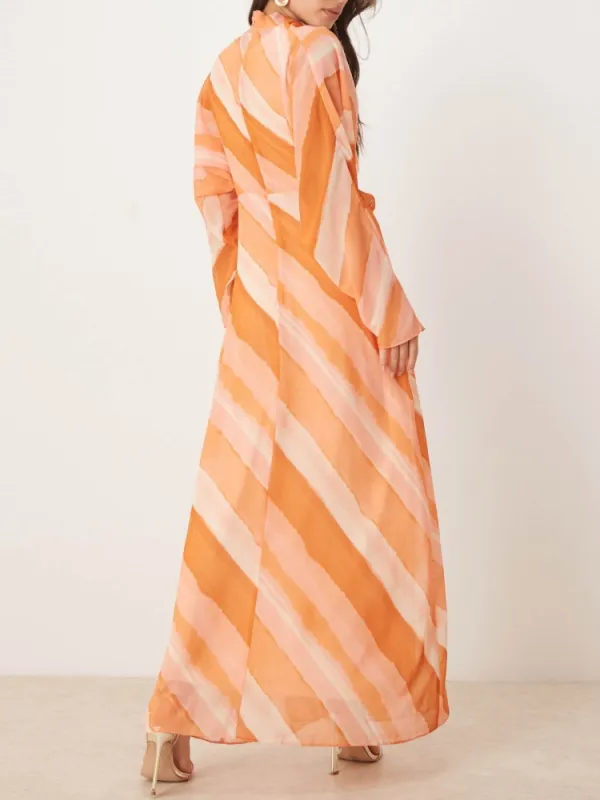 Stripe Design Turtleneck Dress