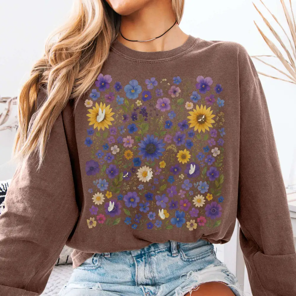 Sunflower Wildflowers Long Sleeve Shirt