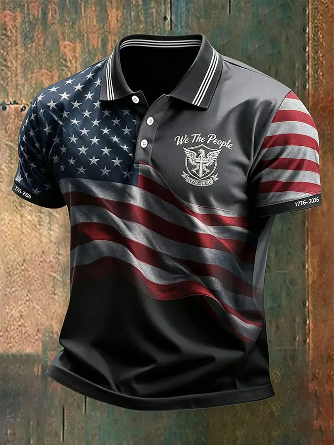 Men's America Flag Print Short Sleeve Top