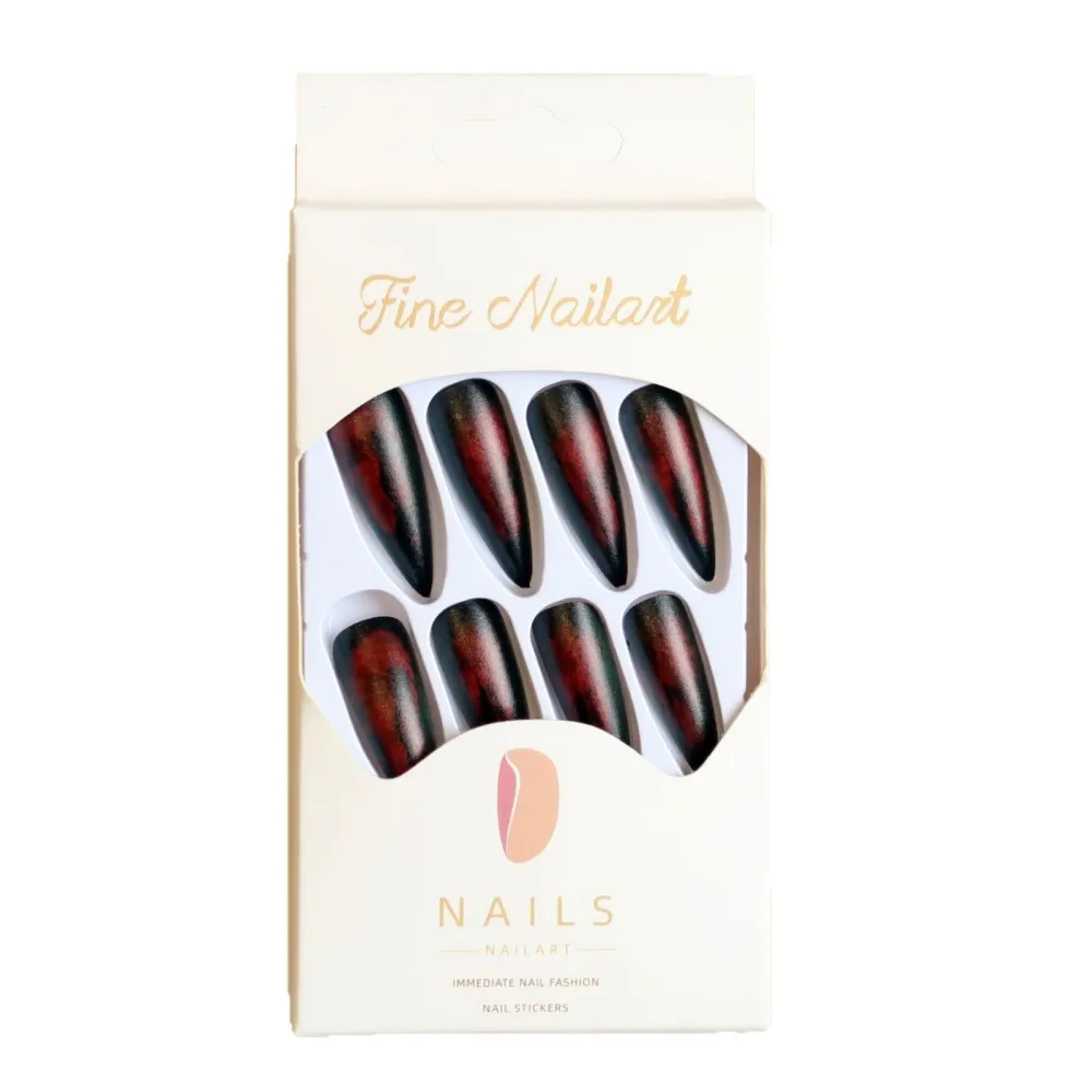 Nailhour 24Pcs Halloween Gothic Long Stiletto Press On Nails