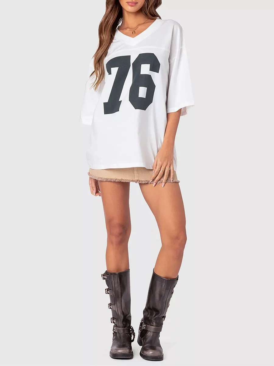 Lady 76 Digital Print Long T-Shirt