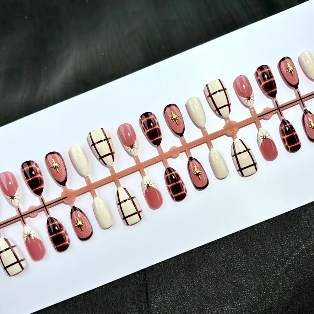 Nailhour 30Pcs Y2K 3D Autumn Gilded Short Almond Press On Nails
