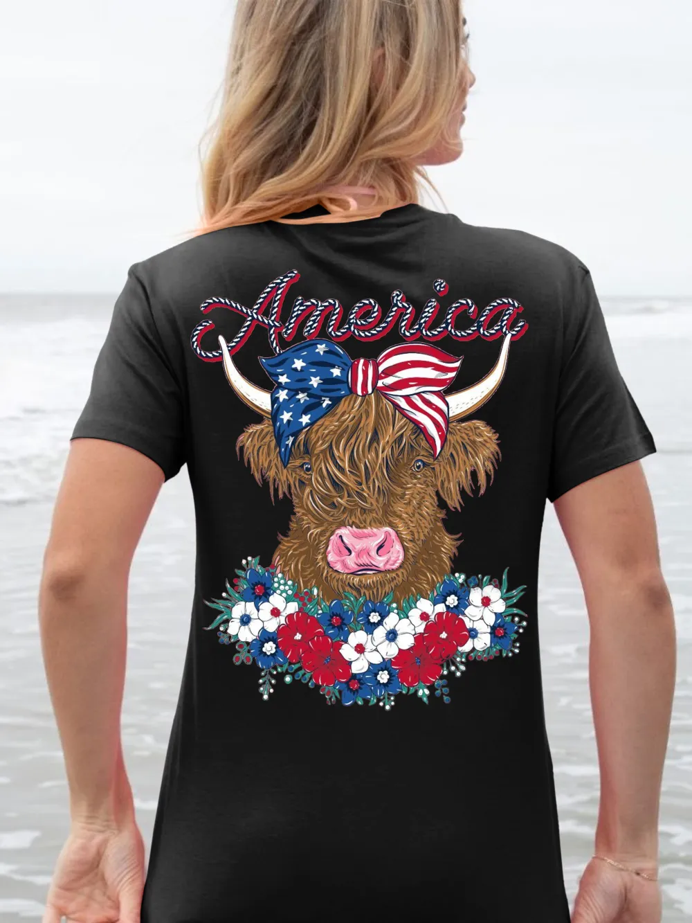 Women's American Cow Conch Print Tee